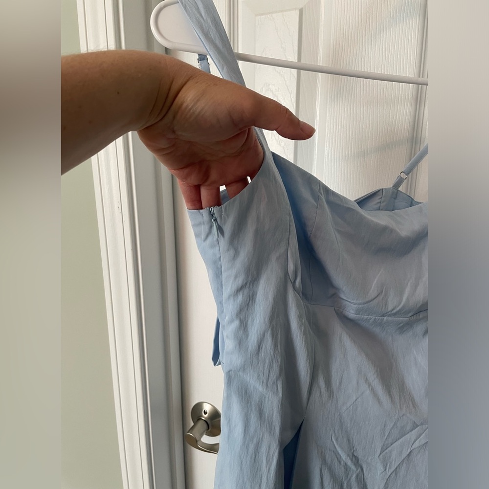 Light Blue Square Neck Sundress with back bow - Picture 5 of 5